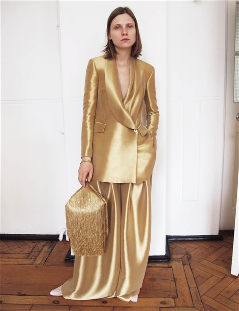 Women'S Formal Wear For A Wedding - الذهب الحرير الساتان النساء الدعاوى مكتب
