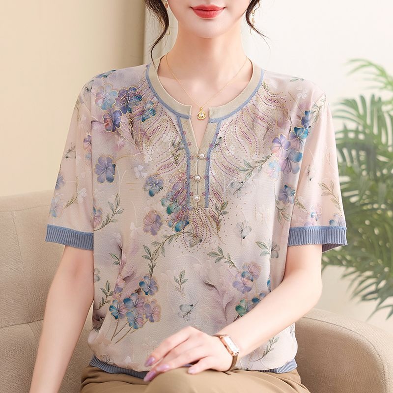 Women Formal Wear Tops - بلوزة أنيقة للنساء من الحرير الجليدي،