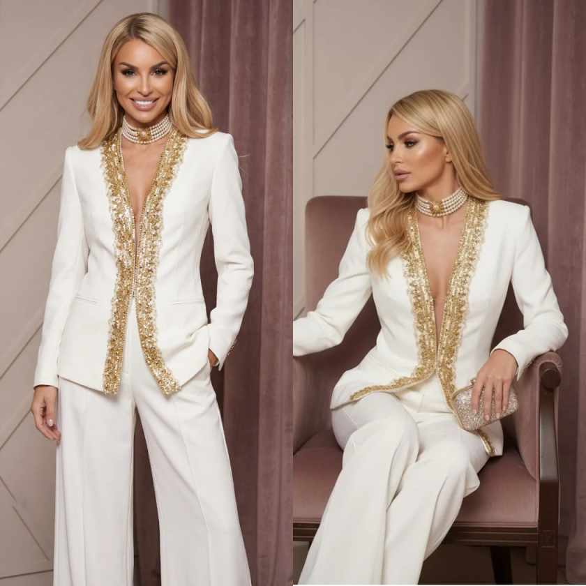 Women Formal Wear For Graduation - بدلة نسائية من قطعتين مع تطريز