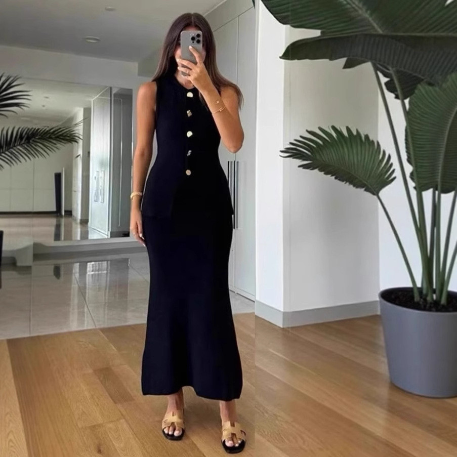 Women'S Formal Day Wear - جولة الرقبة واحدة الصدر أكمام Bodycon