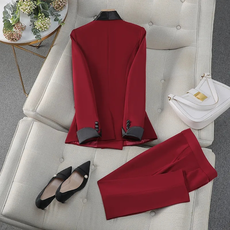 Women'S Formal Day Wear - أنيقة أحمر أسود المرأة بدل رجالي