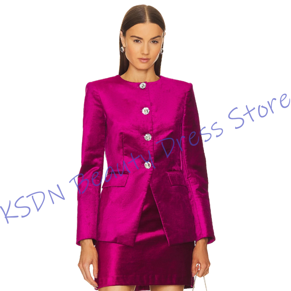 Women Formal Wear With Skirt - بدلة نسائية أنيقة بزر واحد باللون