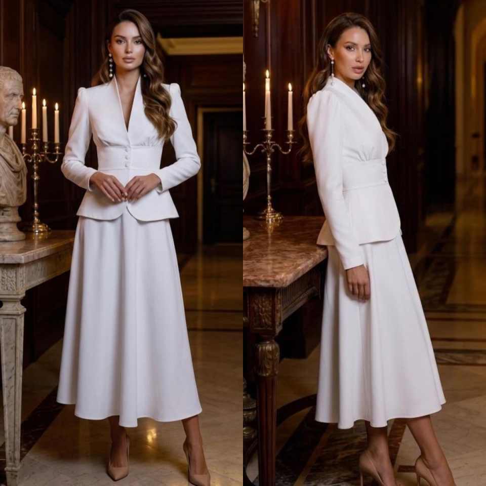 Women Formal Wear With Skirt - طقم بدلة نسائية أنيق من قطعتين: