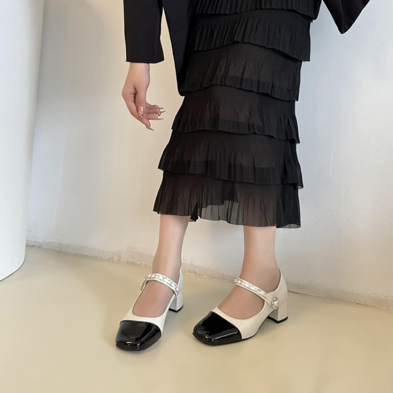 2026 صندل بكعب عالٍ سميك مع مش - مراجعة Women Formal Wear Black وسعره