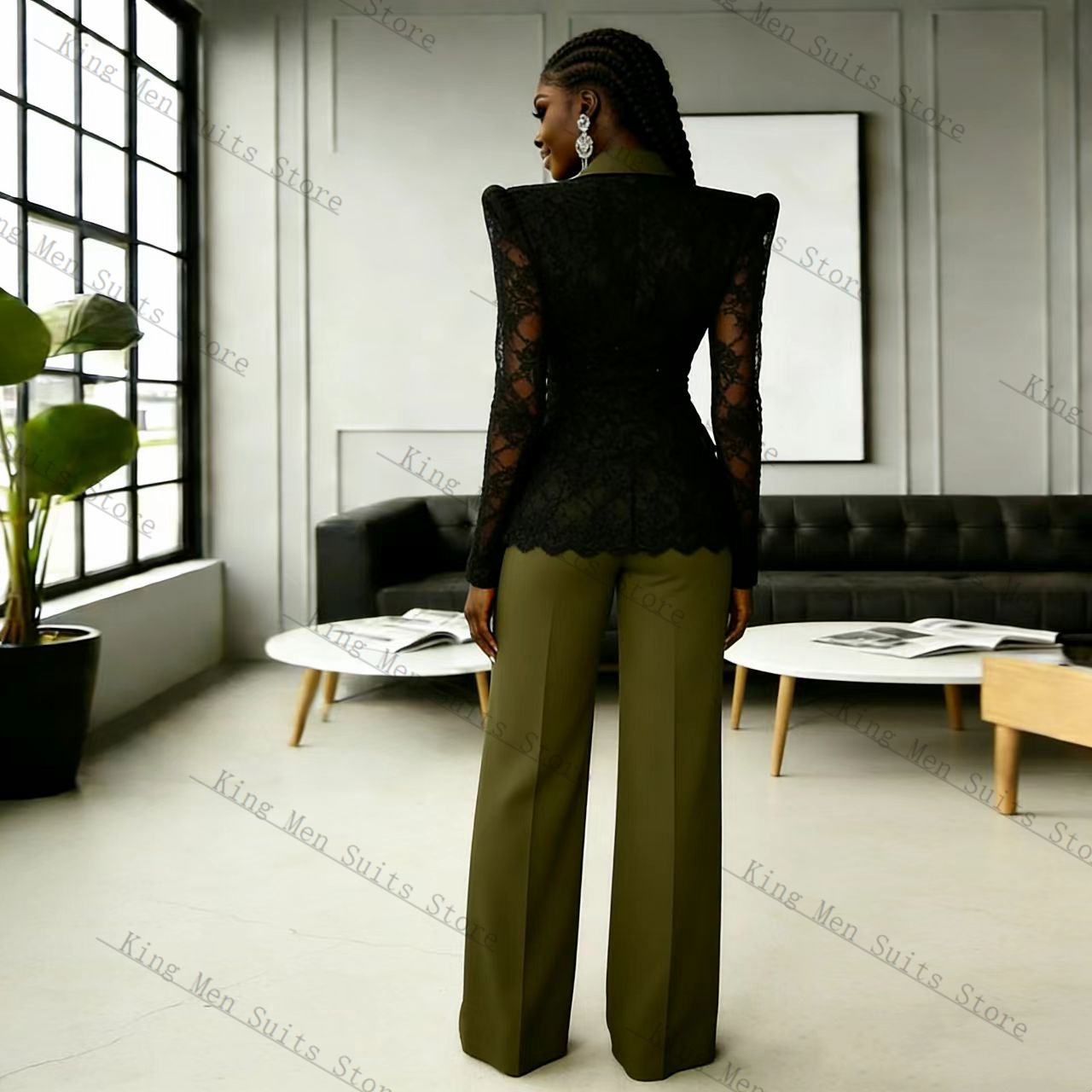 طقم بدلة نسائية من الدانتيل ال - مراجعة Women Formal Wear Black وسعره