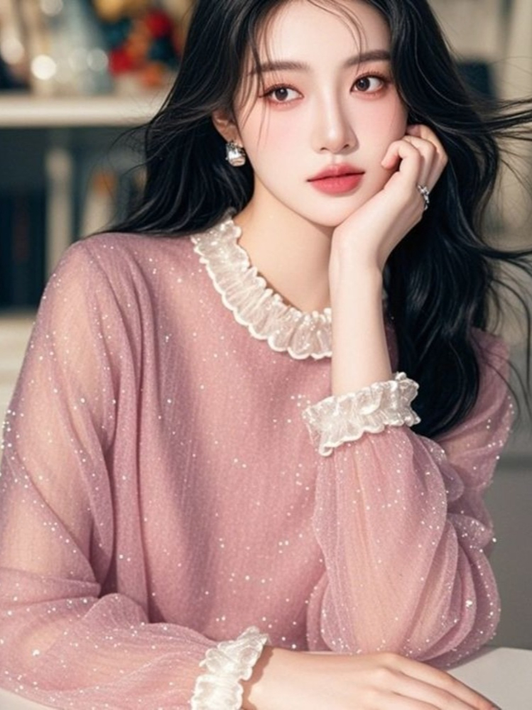 بلوزات فرنسية حلوة مكشكشة مرقع - مراجعة Women Formal Wear Tops وسعره