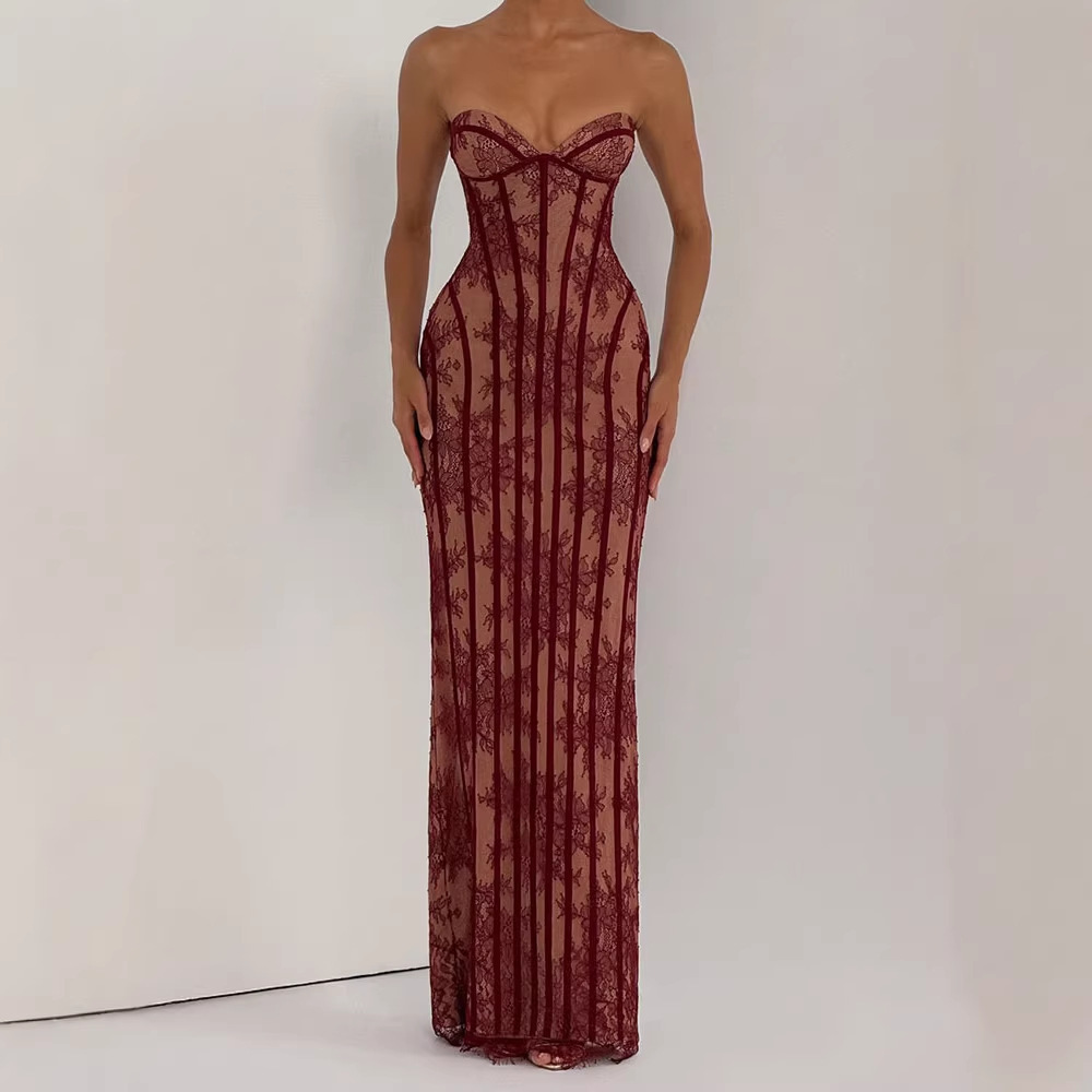 فستان ماكسي ضيق بدون حمالات لل - مراجعة Women Formal Wear For Party وسعره