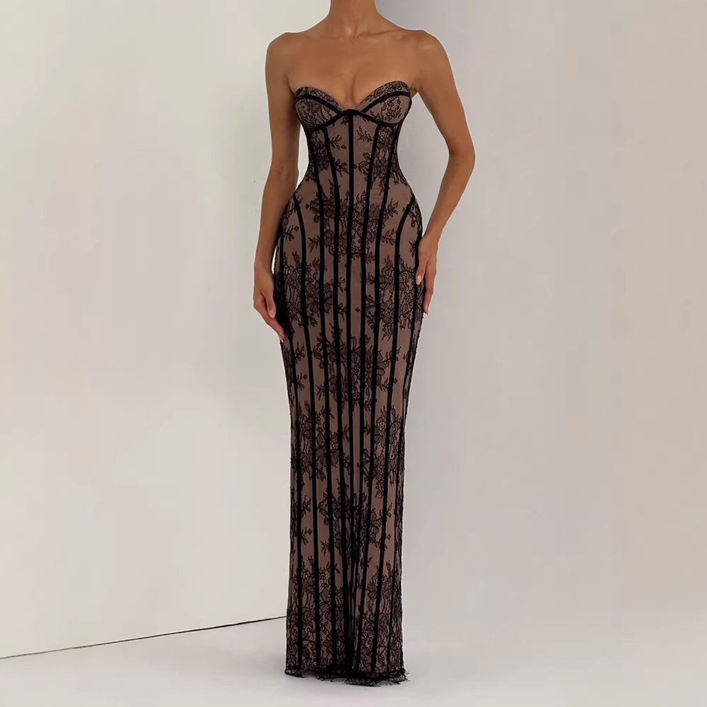 فستان ماكسي ضيق بدون حمالات لل - مراجعة Women Formal Wear For Party وسعره